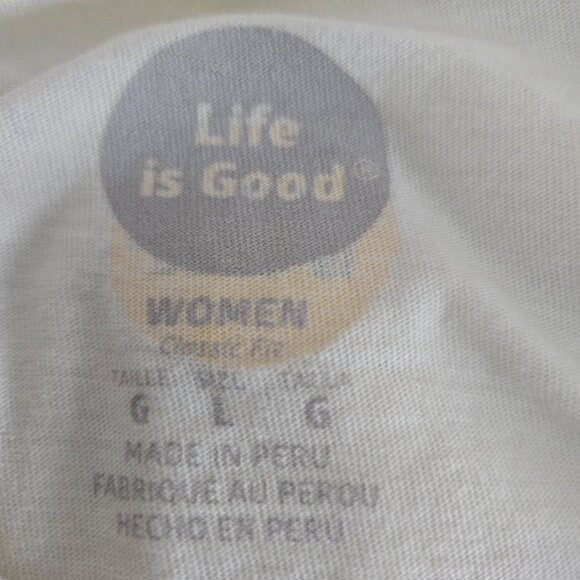 Life is Good Off White PEACE Holiday Long Sleeve Tee Shirt M - Picture 8 of 9